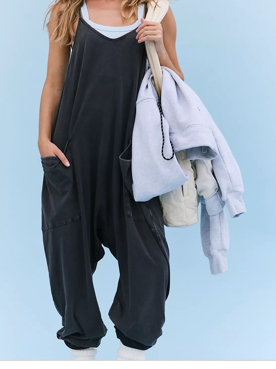FP Movement by Free People Pants - Free People Hot Shot Onesie Relaxed Black Sleeveless Romper- washed black XS